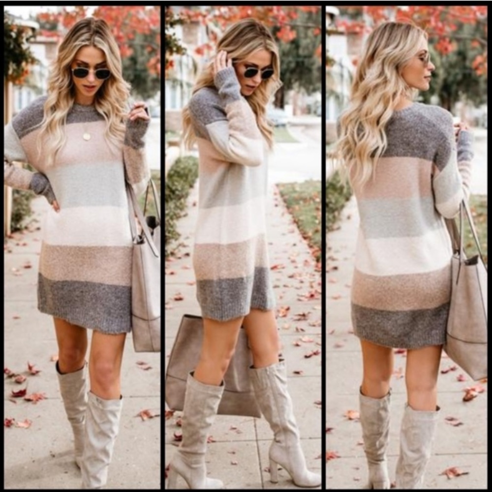 Tacoma knit Striped sweater Dress , Size M